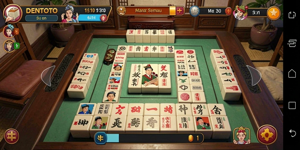 Tampilan gameplay DENTOTO yang menegangkan dalam permainan Mahjong.