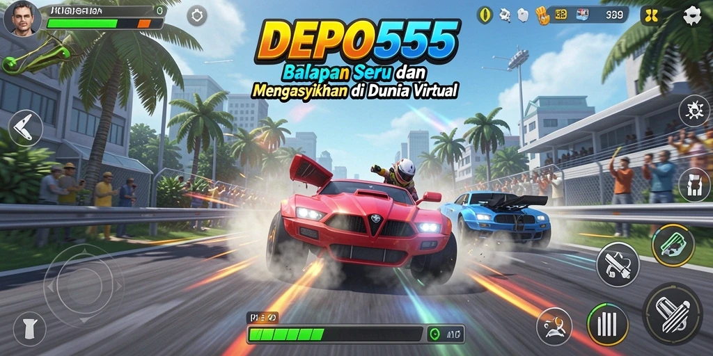 Screenshot gameplay DEPO555 menampilkan balapan penuh aksi.
