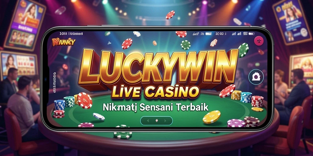 Screenshot LUCKYWIN menampilkan dealer langsung dan permainan kasino interaktif.