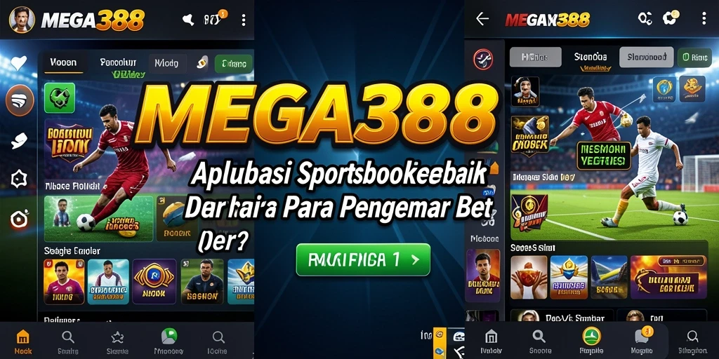 Screenshot MEGA388 menampilkan antarmuka Sportsbook yang menarik dan informatif.