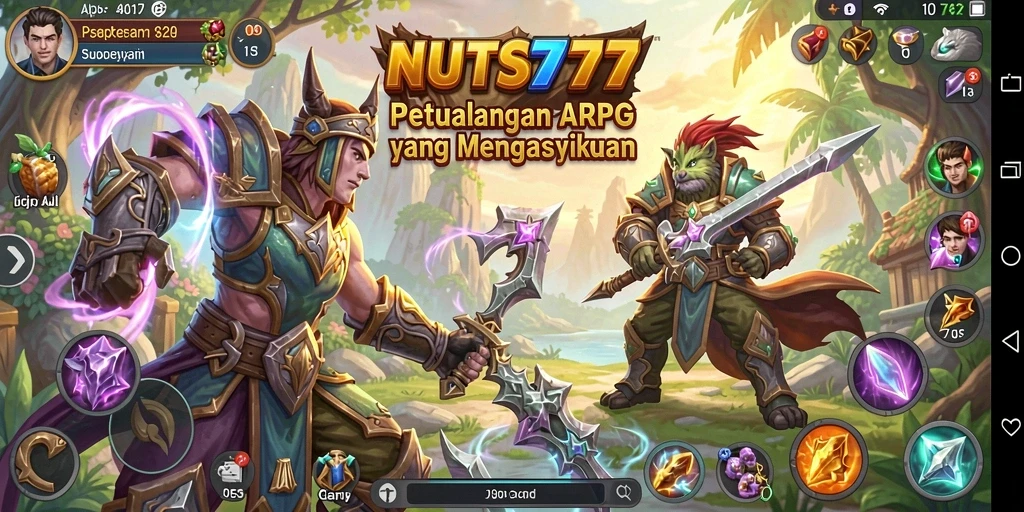 Tampilan utama gameplay NUTS777 yang memukau dan penuh aksi.