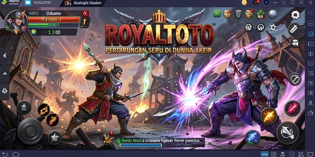 Tangkapan layar gameplay ROYALTOTO menampilkan pertarungan seru dan karakter yang dinamis.