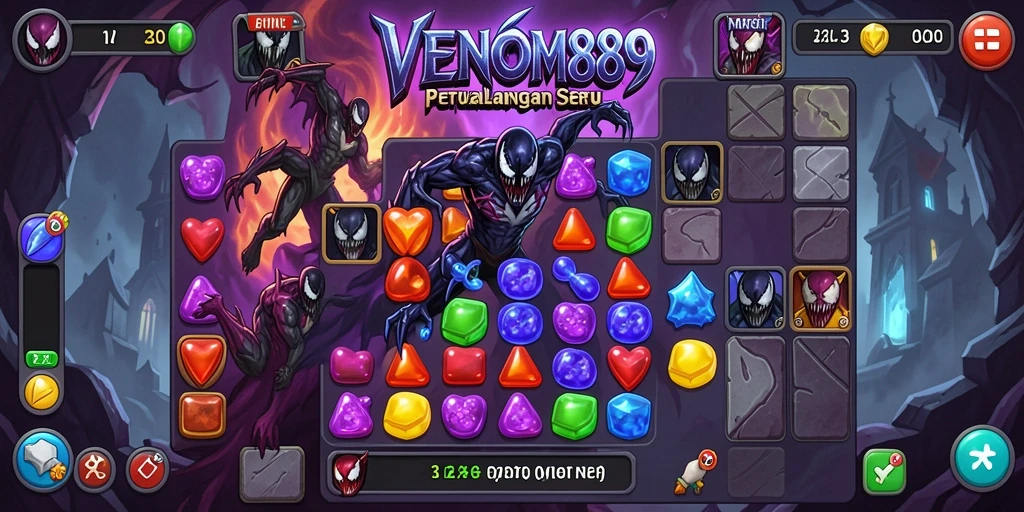 Tampilan menarik dari gameplay Match-3 yang seru.