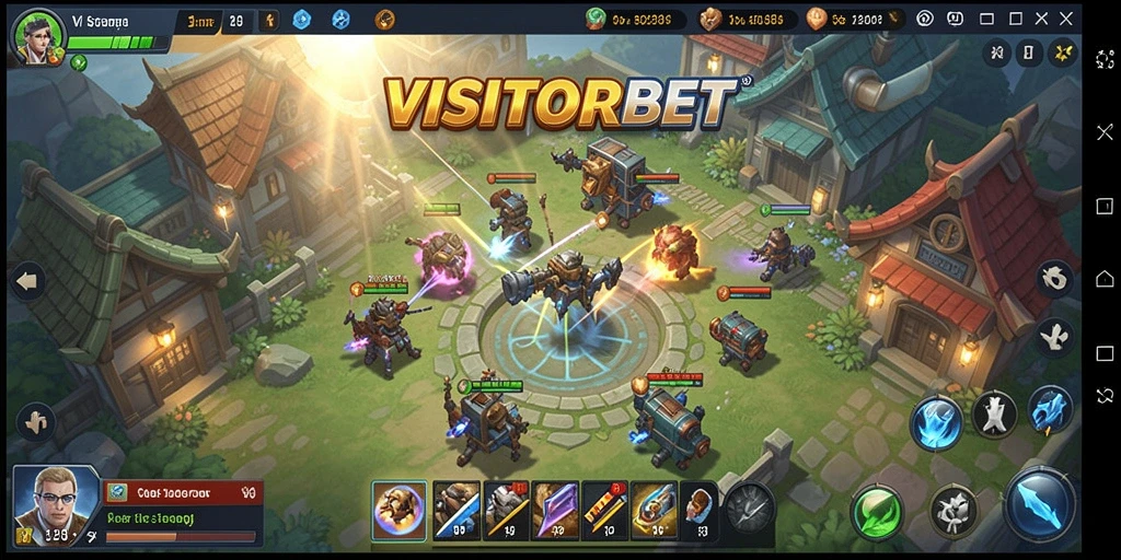 Screenshot tampilan gameplay <strong>VISITORBET</strong> yang menampilkan pertempuran dan strategi.